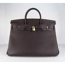 Hermes Birkin 40Cm Togo Leather Handbags Dark Coffee Gold